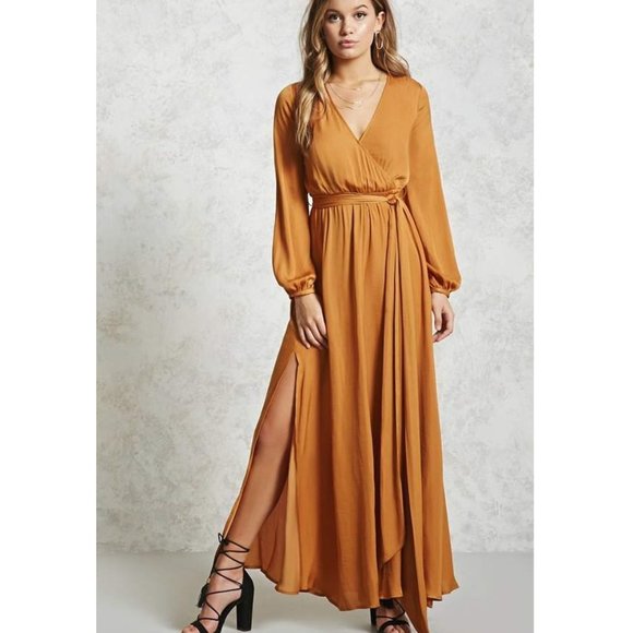 Satin Grecian Surplice Maxi Dress - Picture 2 of 6